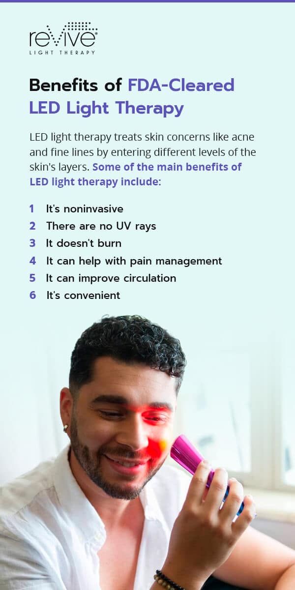 graphic listing the benefits of led light therapy