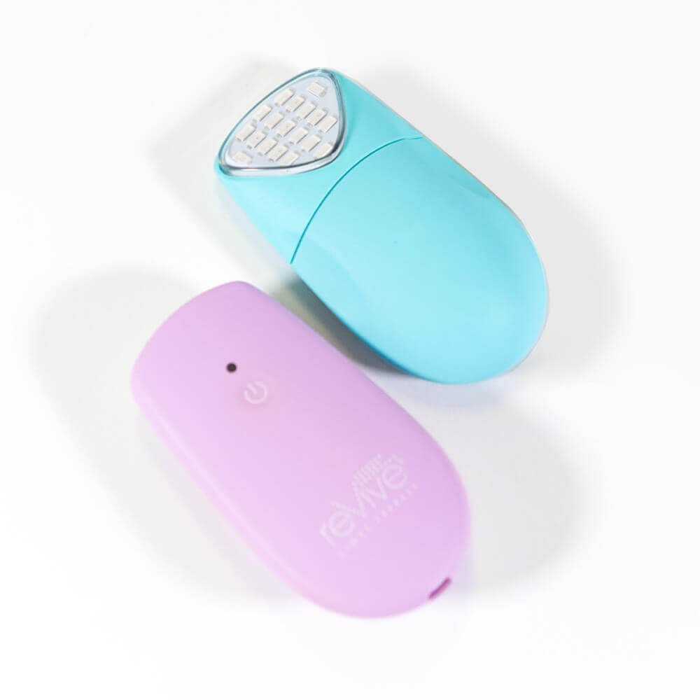 reVive Light Therapy Essentials Anti-Aging in pink and Essentials Acne in teal